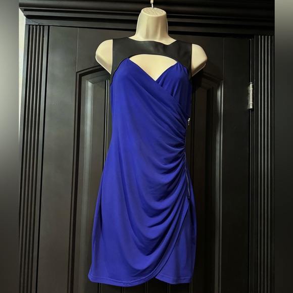 Guess Royal Blue Dress with Faux Leather Neck Details - Picture 1 of 3